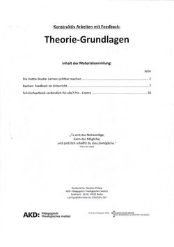 Theorie-Grundlagen  und Praxisvorschläge zum Thema Feedback